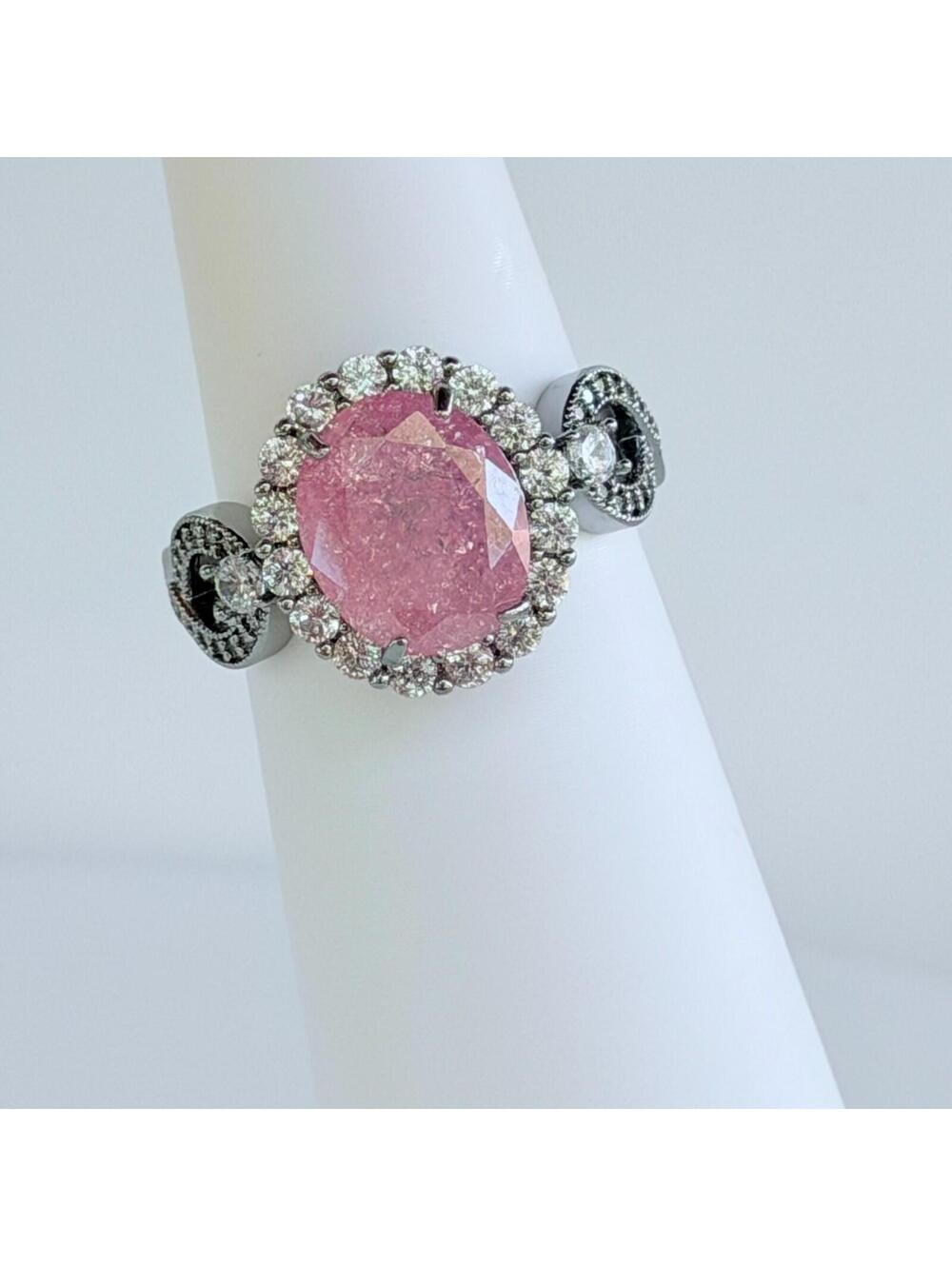 Bomb Party Ring Sz 6 "The 2424 Unicorn" Pink Ice Crystal on Hematite RBP2424